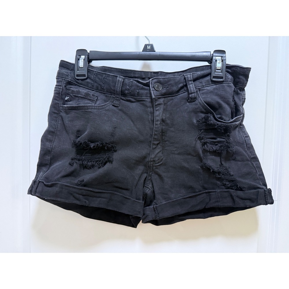 KanCan Los Angeles Distressed Black Denim Shorts KC6005BK Size 29 High Rise